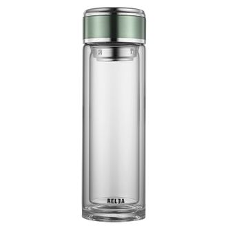 物生物（RELEA）  茗爵玻璃杯 高硼硅透明玻璃茶杯加厚双层隔热水杯 320ml
