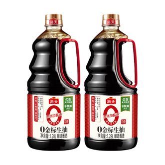 海天  0添加金标生抽  特级酿造无添加酱油炒菜调料凉拌红烧调味品  1.28L*2瓶