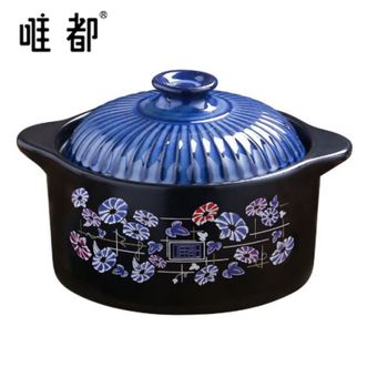 唯都  钴蓝养生煲3.6L 砂锅土锅煲汤炖煮焖烧耐高温养生锅 W-G136