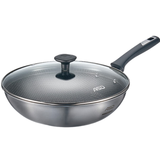 爱仕达/ASD  不锈钢蜂窝防粘平底炒菜锅30cm