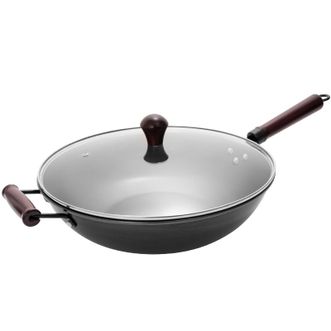 德铂（Debo）  德福斯炒锅34cm  健康纯铁物理不粘防锈0涂层铁锅