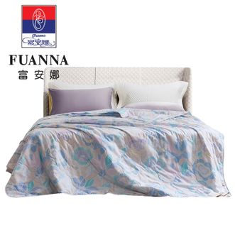 富安娜  艺术床品时尚七孔抗菌夏季被清凉透气不闷汗甄选亲肤抗菌面料固定被芯平整蓬松耐洗耐用沁·叶语 203*229cm