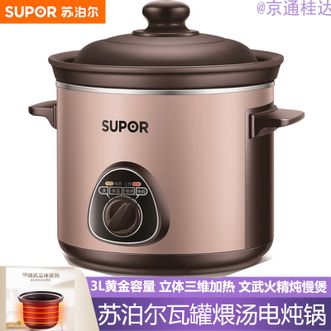 苏泊尔（SUPOR）  电炖锅砂锅 3L家用容量煲汤熬粥甜品滋补品一锅多用途 慢炖煲汤土陶胆