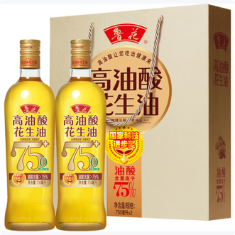 鲁花  物理压榨5S高油酸花生油 花生香味浓郁750毫升*2瓶