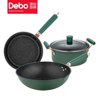 德铂（Debo）  斯塔克套装锅 家用不粘锅锅具套装三件套 炒锅煎锅汤锅易清洁家用锅具套装