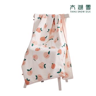 太湖雪  精装蚕丝便携毯 桃桃有福蚕丝便携盖毯 多功能便携毯 亲肤面料 100%蚕丝填充 80g 90*120cm