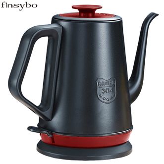 finsybo  1L手冲壶电水壶长壶嘴电热水壶烧水壶 暖水壶家用电器电开水壶F-EKS10A（凯西）黑色
