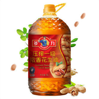 多力  浓香花生油5L 大容量装  压榨工艺 精选红衣花生  一级品质