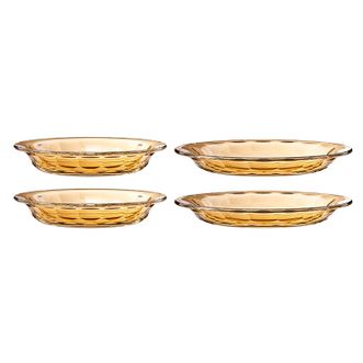 乐扣乐扣（LOCK&amp;LOCK）  经典款琥珀色餐具高硼硅耐热玻璃餐具 琥珀色玻璃餐具四件套