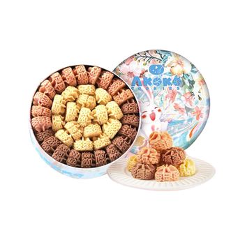 AKOKO  经典小花曲奇280g/盒 法式三拼（草莓味+海盐味+可可味）