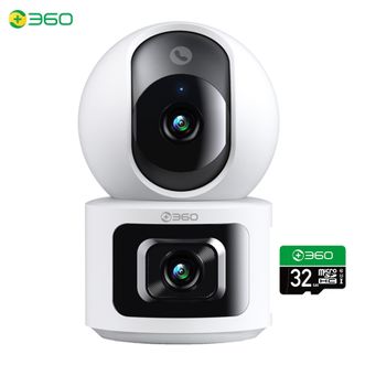 360  摄像头双画面监控 D2 PRO+32G内存卡 枪球监控2K双摄家用监控手机远程监控器
