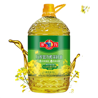多力  5L压榨一级菜籽油健康低芥酸5L大桶装  低芥酸含量   清淡口感