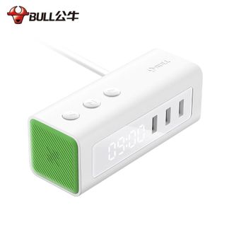 公牛（BULL）  床头闹钟插座充电坞	TQU152 1.5M 2扁口+3USB口