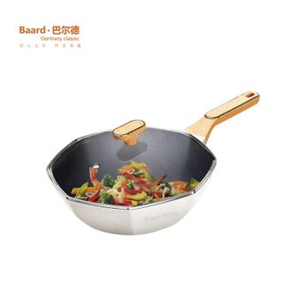 巴尔德  八角炒锅32cm 不粘锅平底炒菜锅深炒锅炖菜锅厨房家用烹饪锅