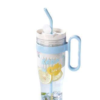 康巴赫（KBH）  水杯高颜值便携办公室果茶杯夏季tritan学生杯子1200ml 奶芙蓝 1200ml KH-B120S02