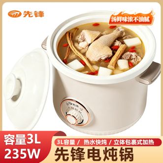 先锋  电炖锅 热水快炖立体包裹式加热煮透食材营养温润白瓷分体式锅体操作简单电炖锅