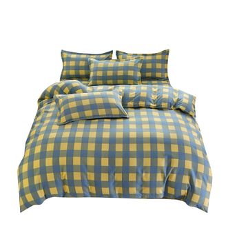 宜恋  植物羊绒冬款床品四件套 200*230 绿小格