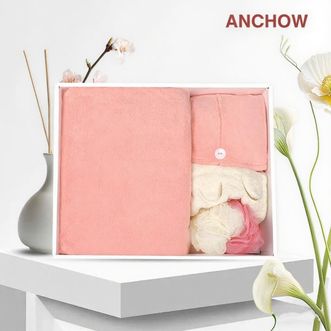 安巢/ANCHOW  毛巾干发帽束发带浴花洗漱四件套 高档纯棉浴巾礼盒套装 浴巾礼盒四件套AW10714