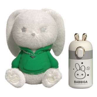 格沵/germ  星愿兔保温杯毛绒斜挎杯套316不锈钢保温水杯 200ML 青草绿 GE-22AW-B2