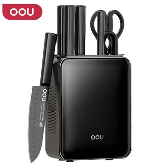 OOU  黑刃5代系列抗菌刀具七件套 家用全套锋利防锈刀具套装