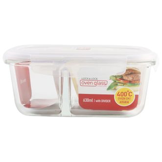 乐扣乐扣（LOCK&amp;LOCK）  分隔玻璃保鲜盒  630Ml  饭盒可微波炉便当盒 LLG429C
