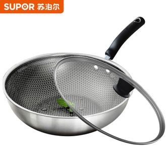 苏泊尔（SUPOR）  不锈钢炒锅家用30cm蜂窝晶纹抗粘少烟炒菜锅燃气电磁炉通用VC30JAC01