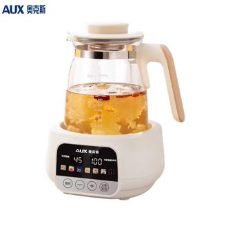 奥克斯/AUX  养生壶YS130A【标配无滤网】  烧水壶热水壶恒温壶养生烧水壶煮茶壶煮茶器泡茶壶一体机全自动玻璃保温小家用 1.3L 圆壶彩屏黑盘