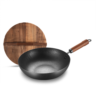 德博莱  老式铁锅田川锻打炒锅高温铸造老式铁锅家用炒菜锅32cm LD-208