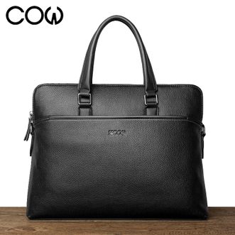COW  真皮男士手提包C-8626 典雅黑 14英寸