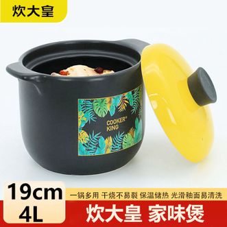 炊大皇（COOKER KING）  家味陶瓷煲4L容量 家用煲汤煮粥煲锅一锅多用陶瓷煲 TCX3852