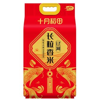十月稻田  辽河大米长粒香米 煮粥东北大米粳米 10斤真空包装 一年一季水稻大米 5KG/袋