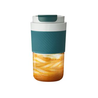 绿珠（lvzhu）   便携式咖啡杯 520ml 高颜值手持玻璃杯硅胶防烫随手杯茶水杯 A9015墨绿