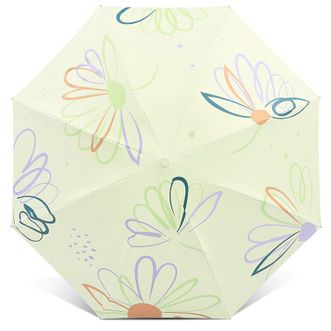 天堂伞  三折遮阳伞  33886E一帘花梦  浅绿  黑胶太阳伞便携折叠晴雨伞