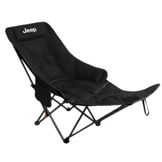 Jeep  户外折叠椅加棉月亮椅带脚托可调节躺椅家用办公室午休露营椅子【舒适加棉，四挡可调，坐躺两用】