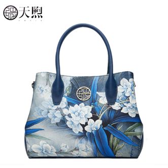 天煦/PMSIX  新中式桑蚕丝妈妈包女复古国风手提斜挎包轻奢单肩包 P170067