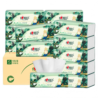 心相印  抽纸茶语丝享餐巾纸面巾纸卫生纸整箱批发家庭装 3层 100抽*18包 【整箱装】