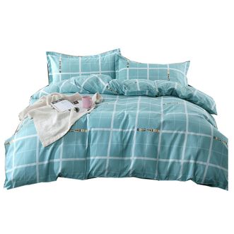 紫韵家纺 植物棉绒床上用品双人床四件套 简约条纹被套床单 200cm*230cm四件套 梦语芬芳