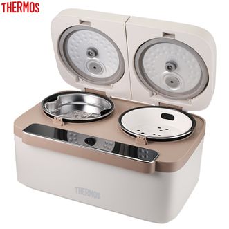 膳魔师（THERMOS）  2L+2L双胆电饭煲微电脑电饭锅双锅预约定时炖煮锅 多功能煮饭煮粥煲汤电炖锅电锅电热锅EHA-4124E白色