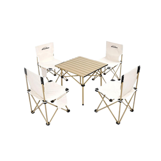 沃特曼/Whotman  户外折叠桌椅套装野餐露营轻量便携式摆摊5件套阳台围炉煮茶桌椅75443