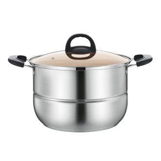 栢士德  奥氏体型不锈钢一锅搞定可视玻璃盖蒸煮锅28cm含蒸片 BST-084