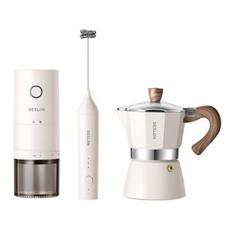 德世朗（DESLON）  咖啡三件套（摩卡壶*1、磨豆机*1、奶泡机*1） DDQ-TZ03