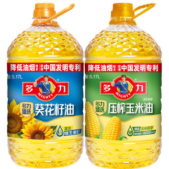 多力/Mighty  臻选葵花籽油5.17L+压榨玉米油5.17L