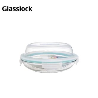 GLASSLOCK  进口钢化玻璃保鲜盒盘子微波炉加热菜盘餐盘密封盒套装 碟形 350ml