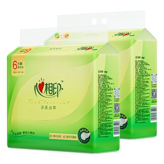 心相印抽纸茶语丝享130抽6包*2提三层塑装面巾纸无香面巾纸