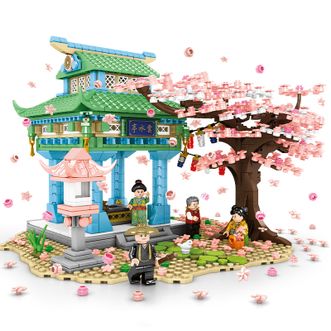 森宝积木 积木拼装-日式街景Sakura樱花亭 拼装益智力积木玩具 模型601149