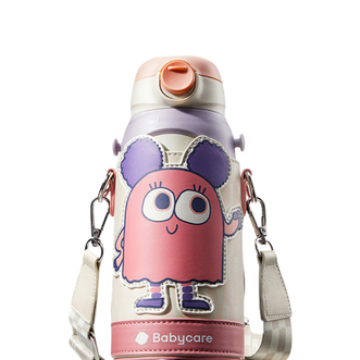babycare  儿童保温杯水杯水壶吸管杯 大宝宝学饮杯316不锈钢三合一上学600ml-香槟粉