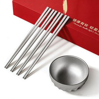三禾/SANHO  含钛碗筷餐具套装  碗*4个+筷*4双  饭碗筷子餐具组合礼品