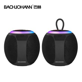 巴赫约翰/bachjohann  运动蓝牙音箱 Q9 迷你便携式无线蓝牙音箱 桌面户外大音量 超重低音炮车载小钢炮圆球音响 黑色