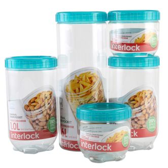  乐扣乐扣（LOCK&LOCK）密封罐塑料罐杂粮储物罐家用食品收纳盒厨房零食专用带盖五件套INL301S005