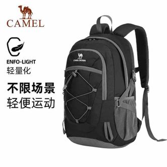 骆驼/Camel  户外防水登山包大容量徒步旅行双肩书包男女休闲运动旅游背包 A9W3C3135A  黑色